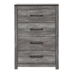 Commode à 4 tiroirs en bois et placage gris foncé