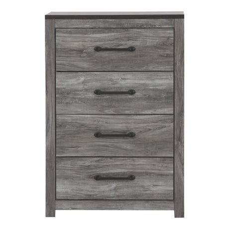 Commode à 4 tiroirs en bois et placage gris foncé