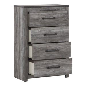 Commode à 4 tiroirs en bois et placage gris foncé