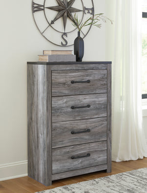 Commode à 4 tiroirs en bois et placage gris foncé