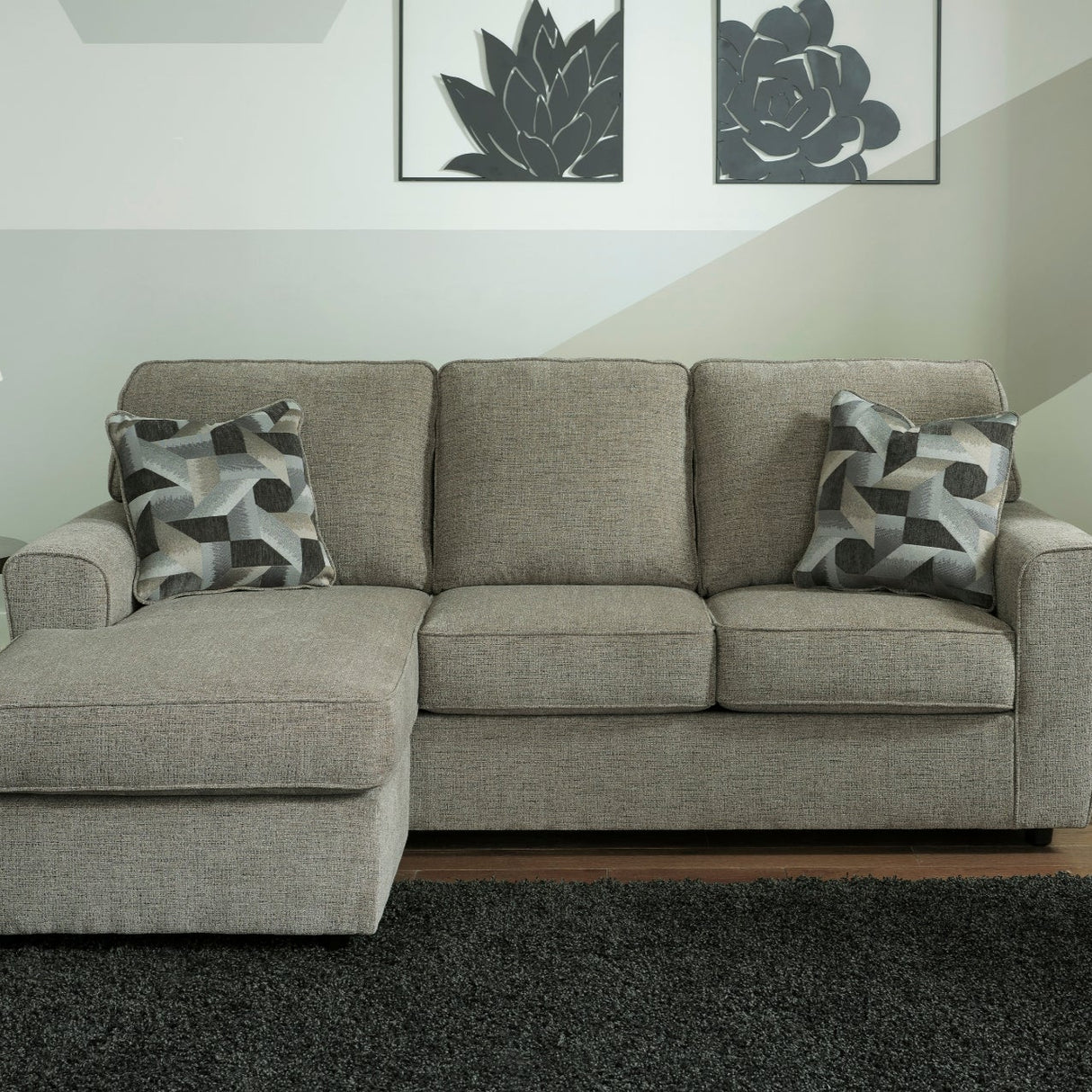 Sofa en tissu beige avec chaise longue - Cascilla