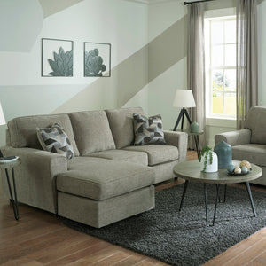 Sofa en tissu beige avec chaise longue - Cascilla