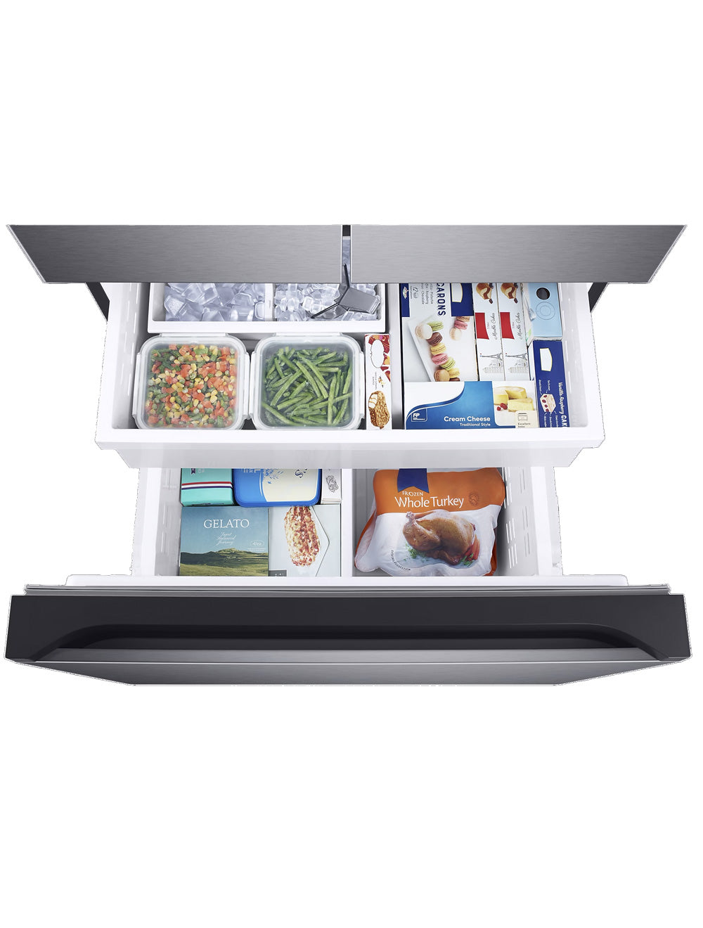 Réfrigérateur portes françaises Inox noir 33po