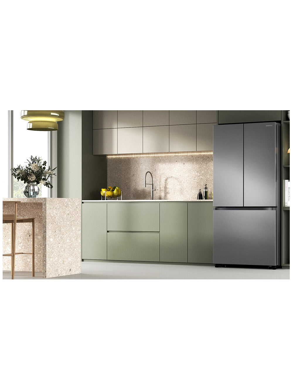 Réfrigérateur portes françaises Inox noir 33po