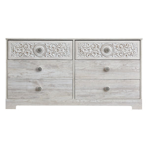 Bureau à 6 tiroirs en bois blanc antique - Paxberry