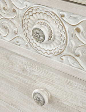 Bureau à 6 tiroirs en bois blanc antique - Paxberry