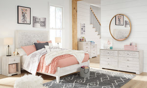 Bureau à 6 tiroirs en bois blanc antique - Paxberry