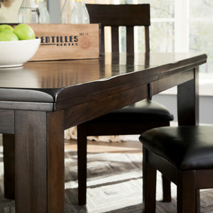 Table de salle à manger extensible en bois/placage brun foncé - Haddigan