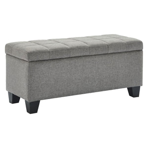 Banc de rangement Lila en tissu gris