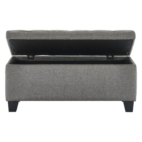 Banc de rangement Lila en tissu gris