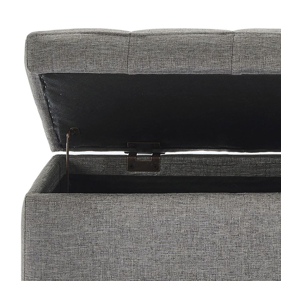 Banc de rangement Lila en tissu gris