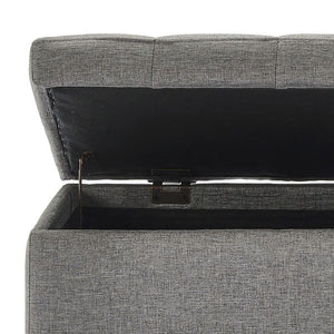 Banc de rangement Lila en tissu gris