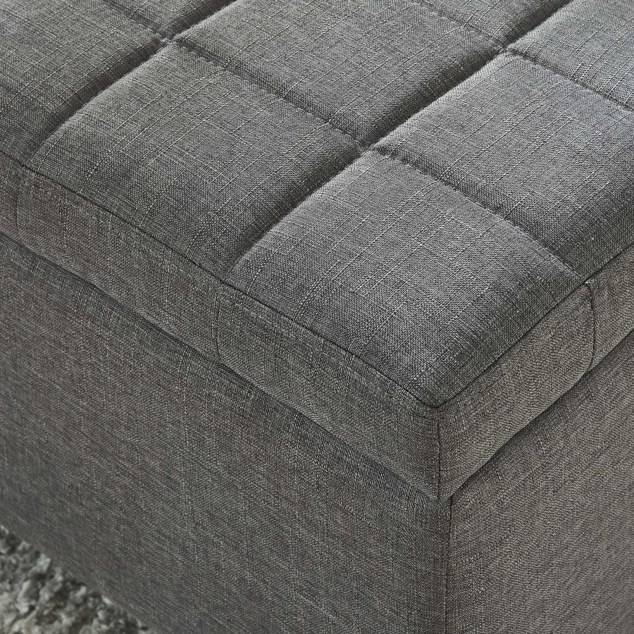 Banc de rangement Lila en tissu gris