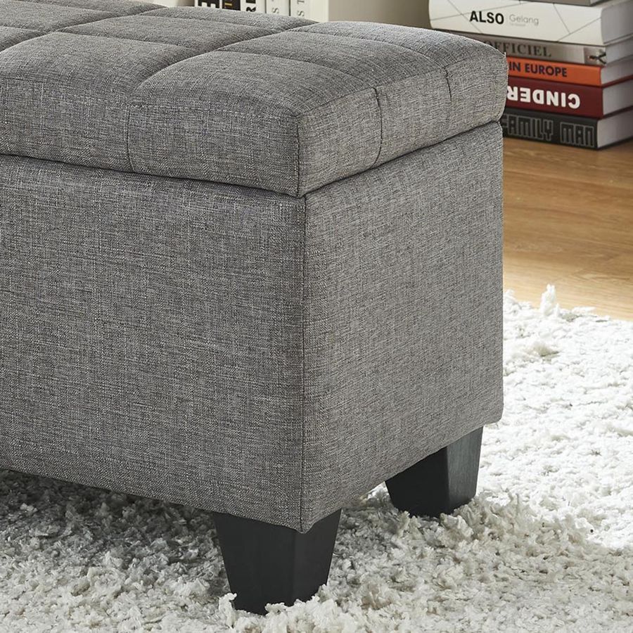 Banc de rangement Lila en tissu gris