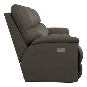 Sofa inclinable motorisé en cuir gris foncé avec ports USB intégrés - Trouper