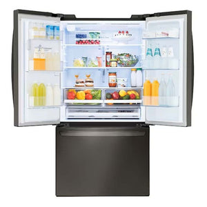 Réfrigérateur porte française 36 po, 28 pi³ à 3 portes Inox noir avec distributeur d'eau et glaçons