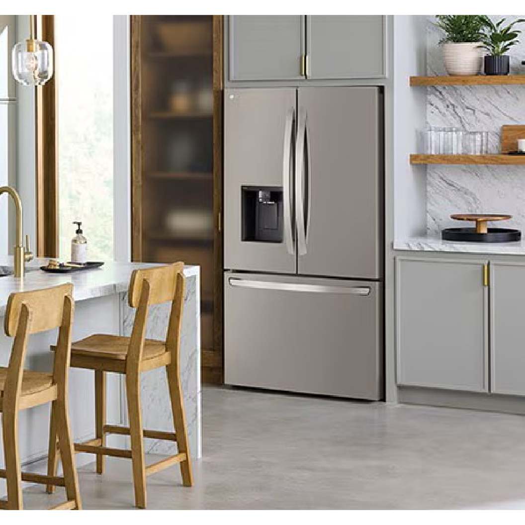 Réfrigérateur porte française à profondeur comptoir 36 po, 24 pi³ à 3 portes Inox avec Wi-Fi et distributeur d'eau et glaçons