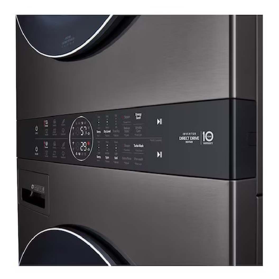 Tour de lavage au gaz 5,2 pi³ / 7,4 pi³ Inox noir avec TurboWash™ et TurboSteam™