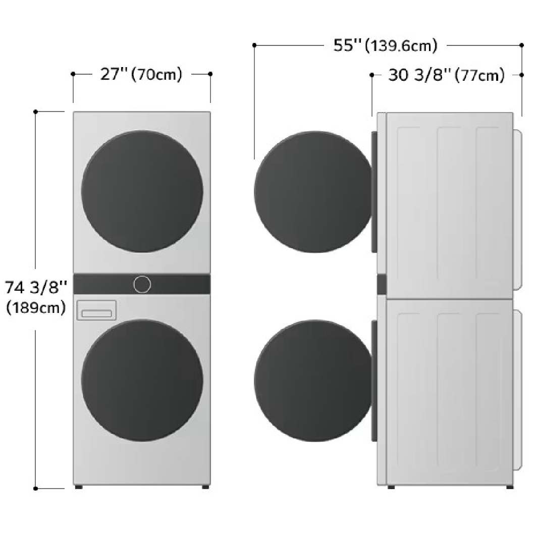 Tour de lavage au gaz 5,2 pi³ / 7,4 pi³ Inox noir avec TurboWash™ et TurboSteam™