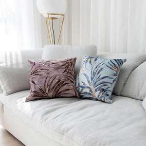 Coussin 18 x 18 po en velours imprimé d'un feuillage - Beverly Hills