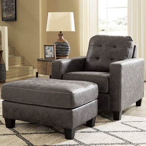Fauteuil aspect cuir gris foncé - Venaldi