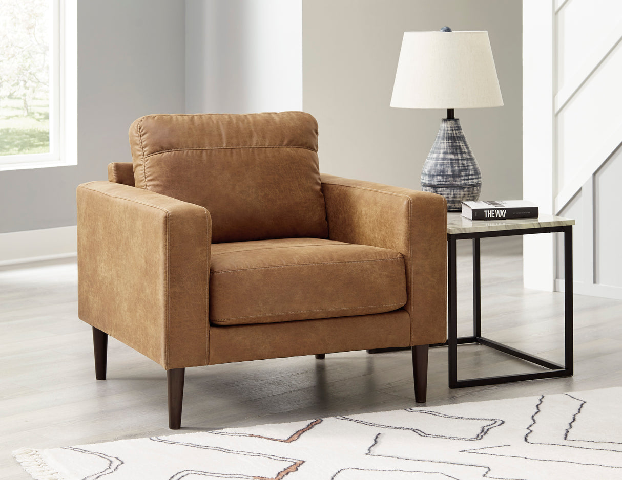 Fauteuil fixe tissu caramel Telora