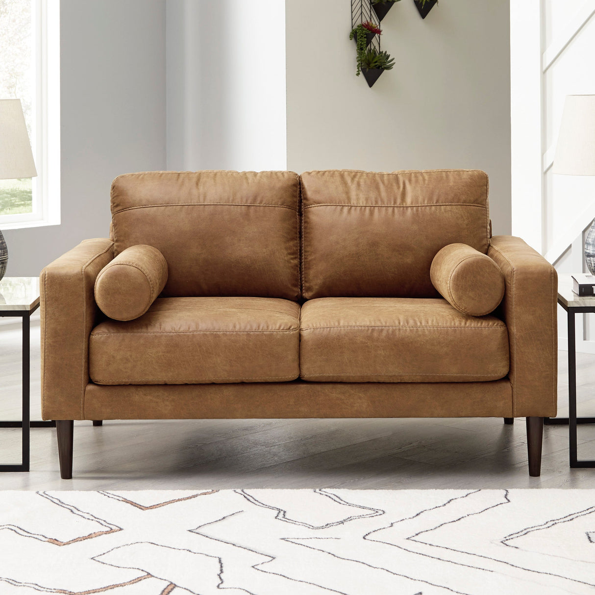 Causeuse caramel simili cuir -Telora