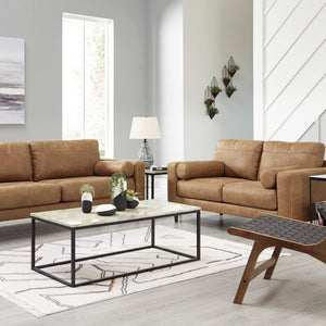 Causeuse caramel simili cuir -Telora