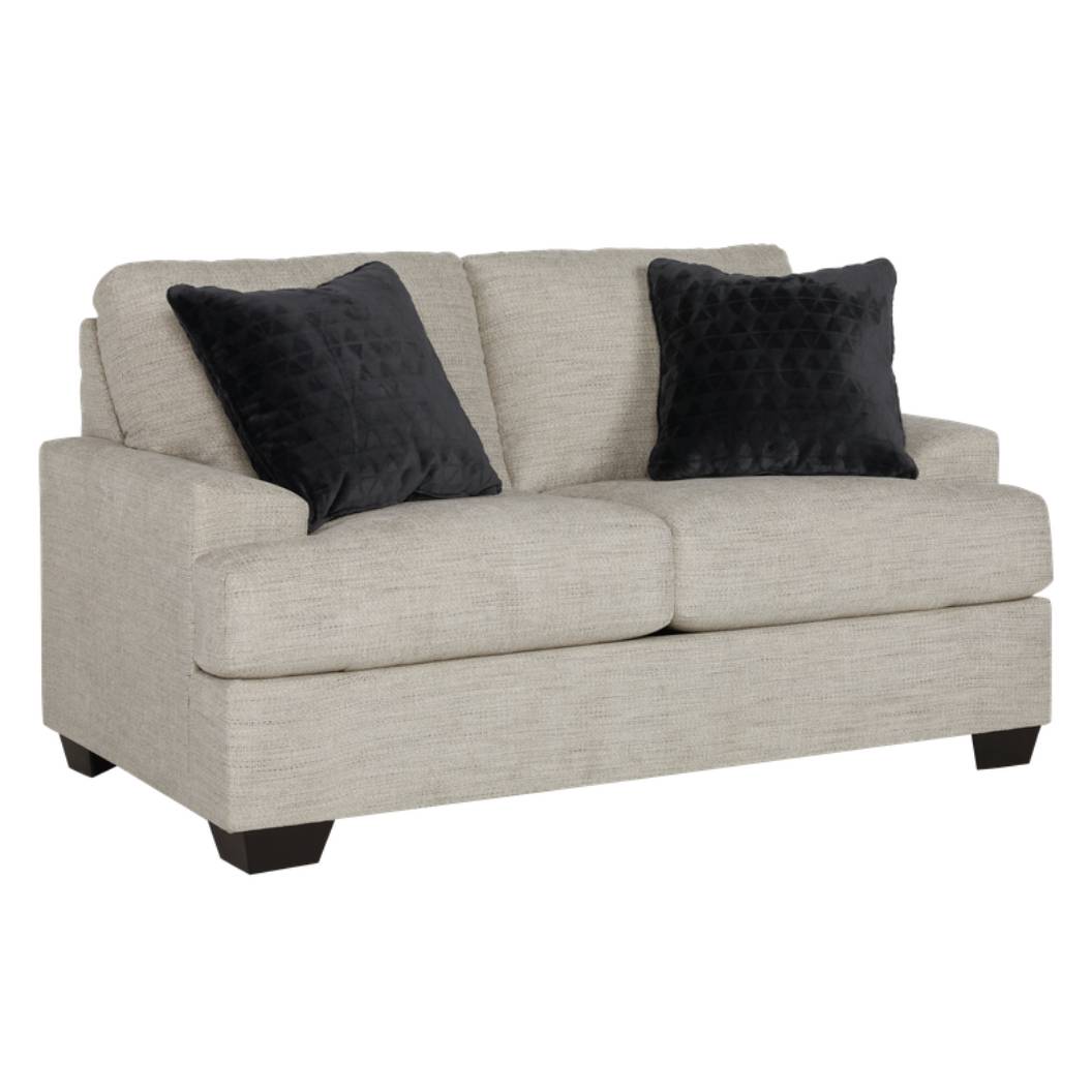 Causeuse en tissu beige pâle avec coussins - Vayda
