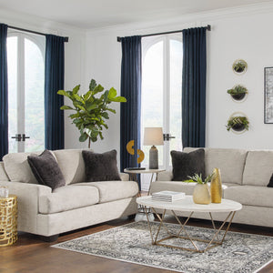 Causeuse en tissu beige pâle avec coussins - Vayda