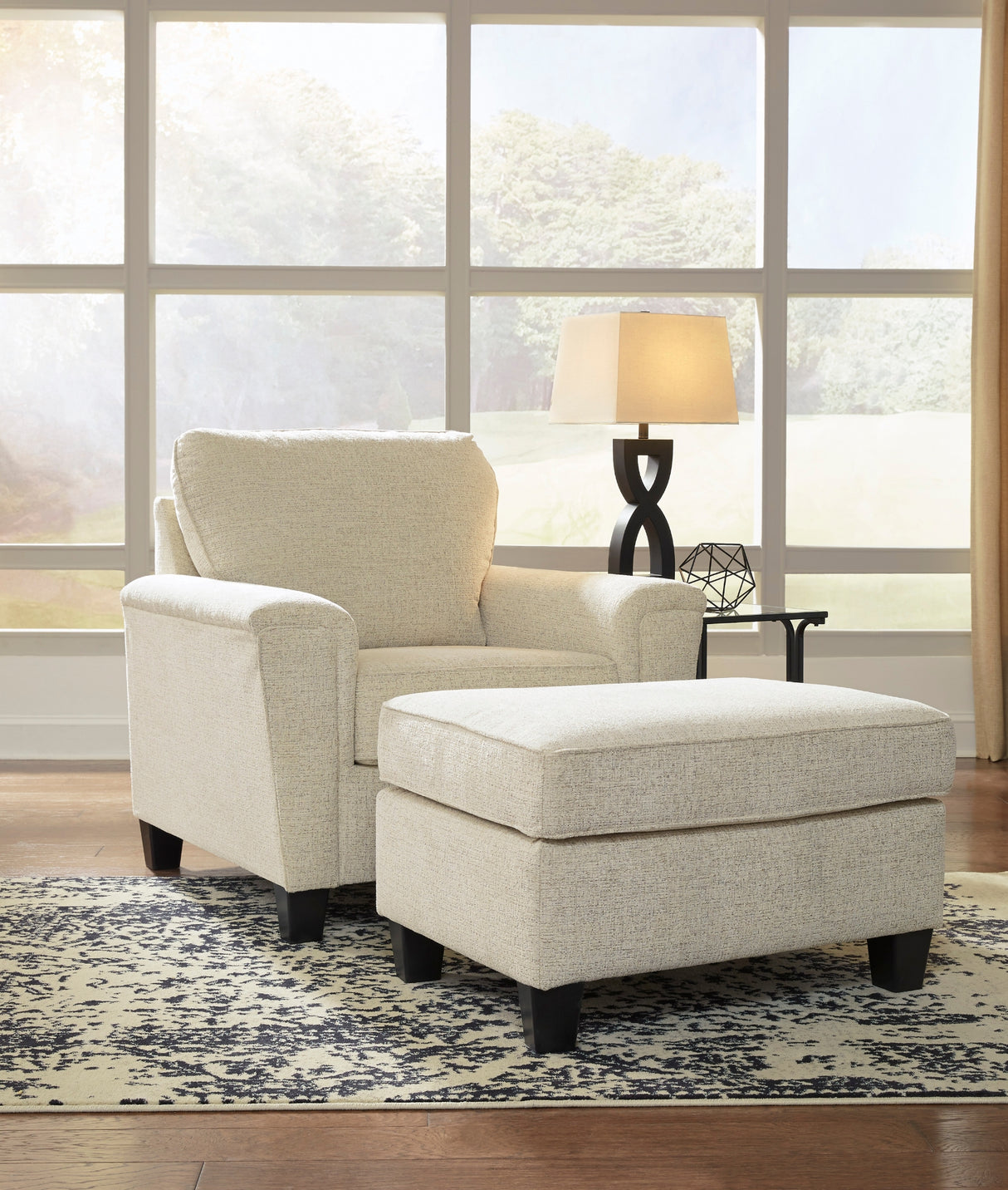 Ottoman Abinger en tissu beige naturel - Abinger