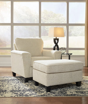 Ottoman Abinger en tissu beige naturel - Abinger
