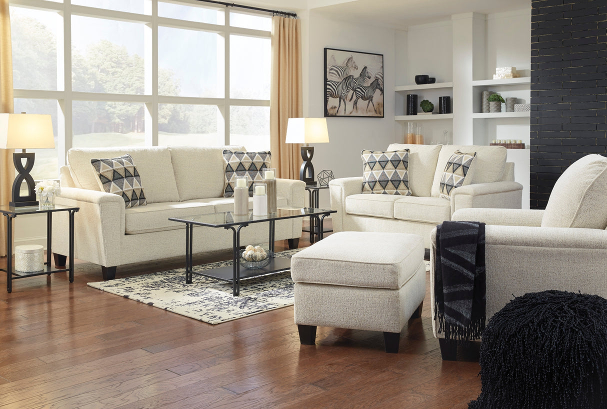 Ottoman Abinger en tissu beige naturel - Abinger