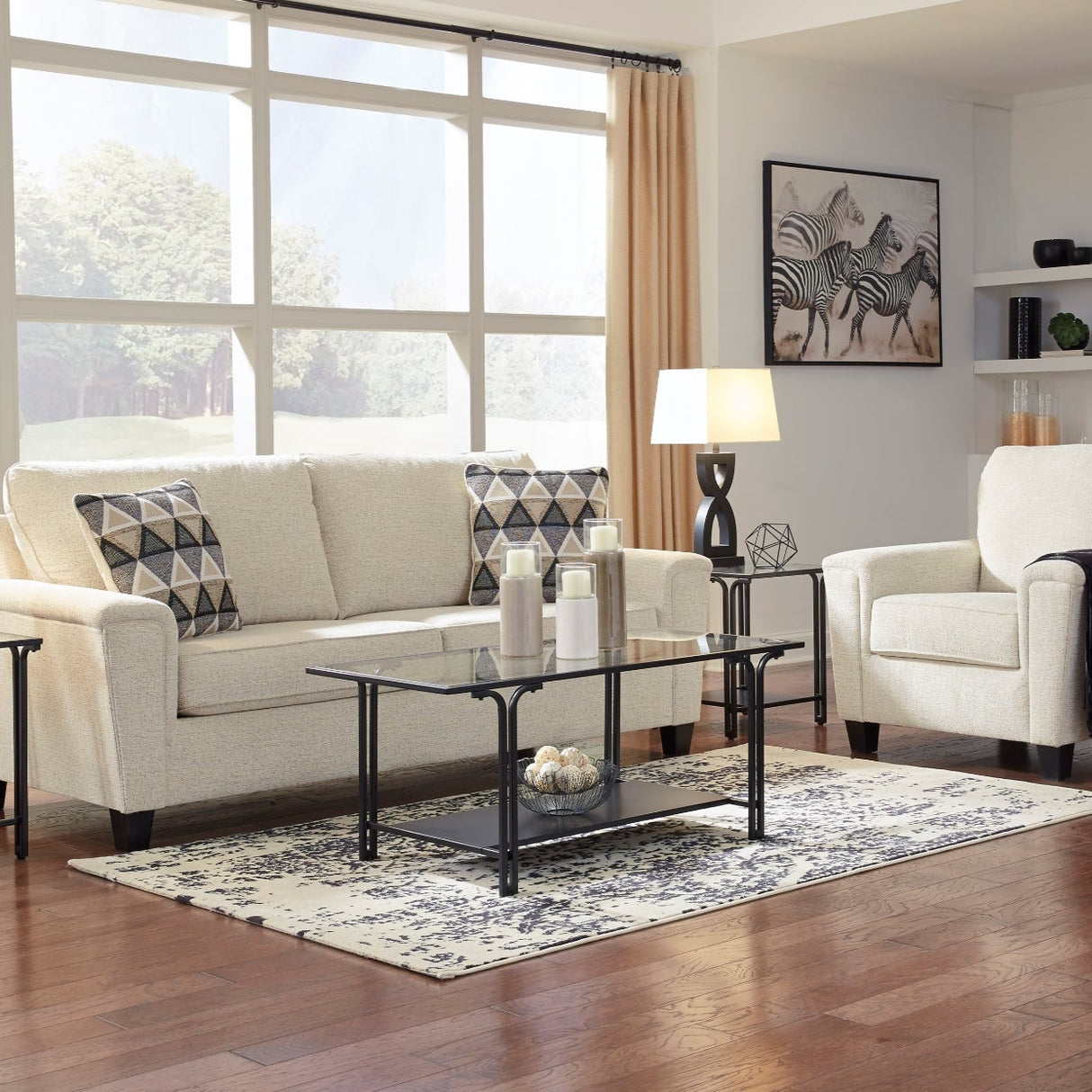 Sofa condo en tissu crème avec coussins - Abinger
