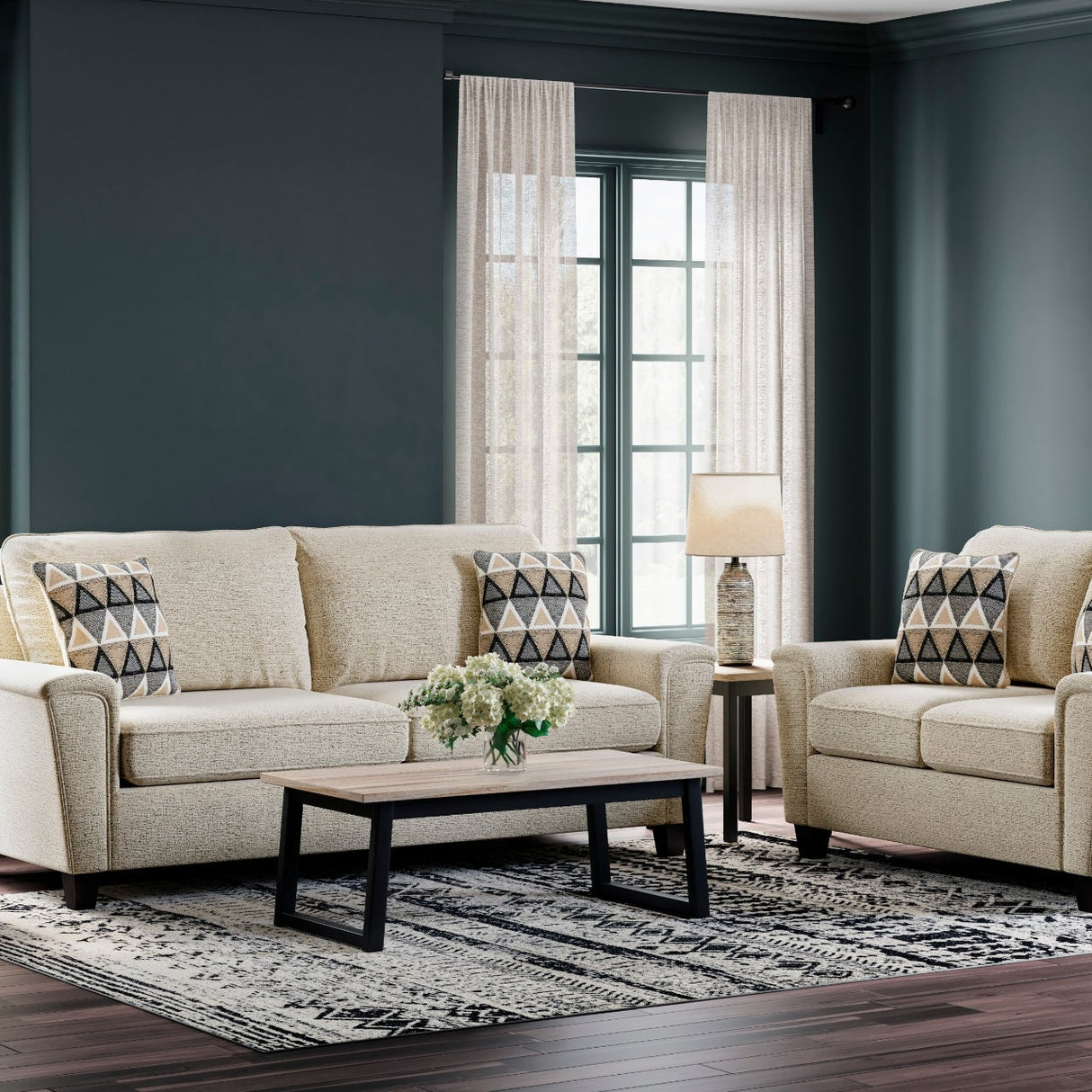 Sofa-lit queen crème tissu - Abinger