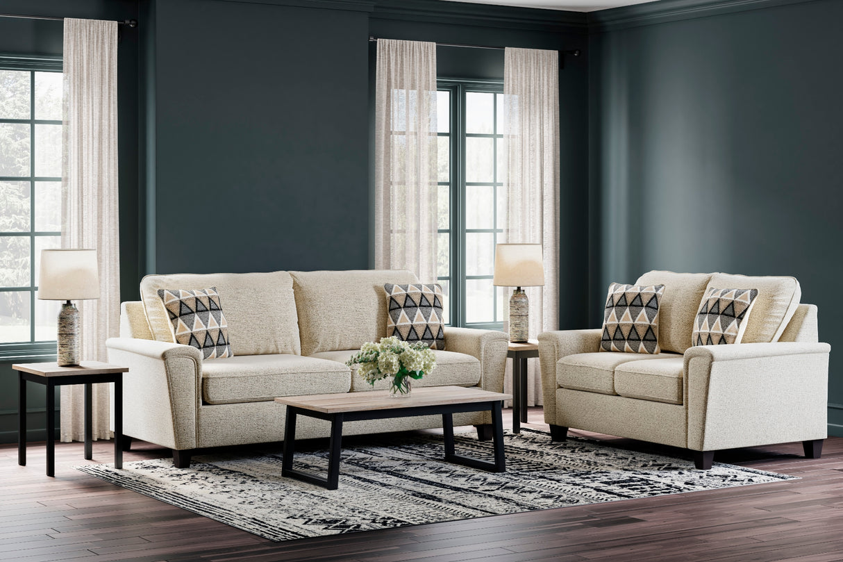 Sofa condo en tissu crème avec coussins - Abinger