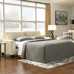 Sofa-lit queen crème tissu - Abinger