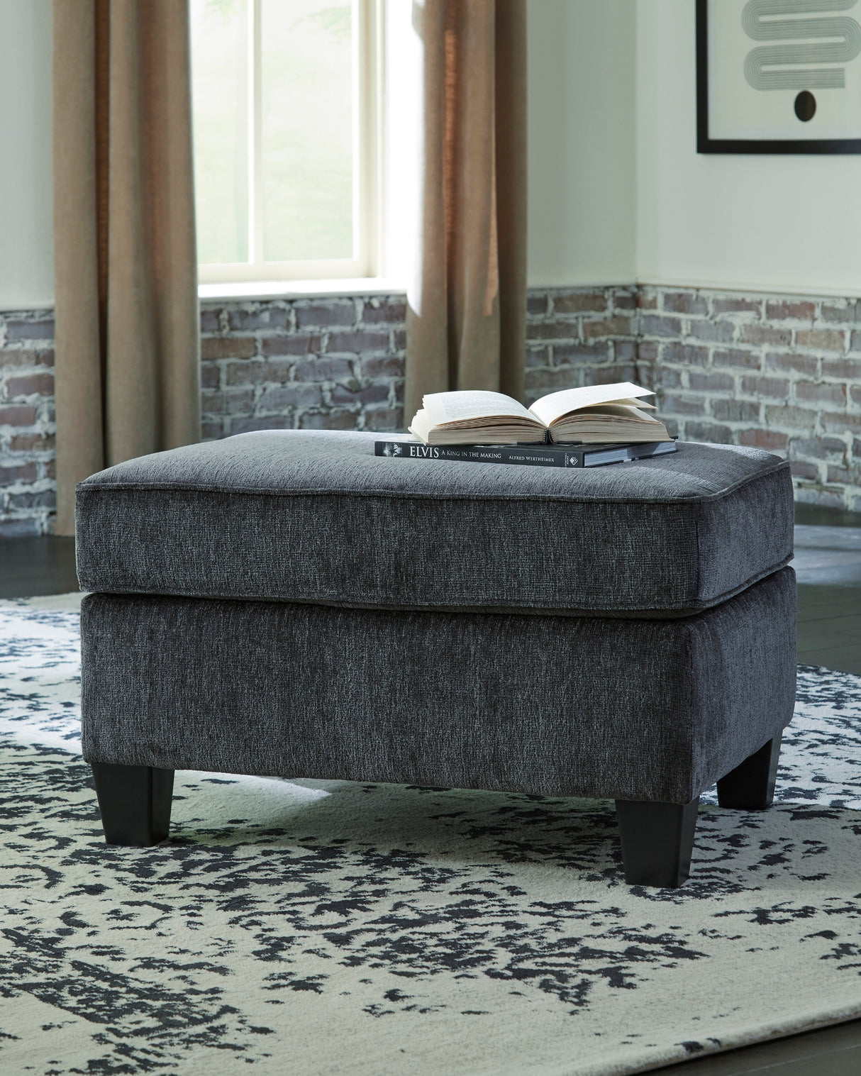 Ottoman Abinger en tissu gris fumé