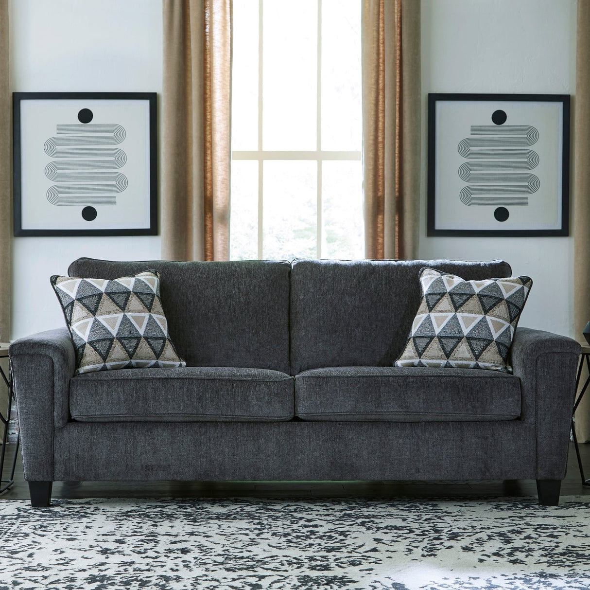 Sofa condo en tissu gris foncé - Abinger
