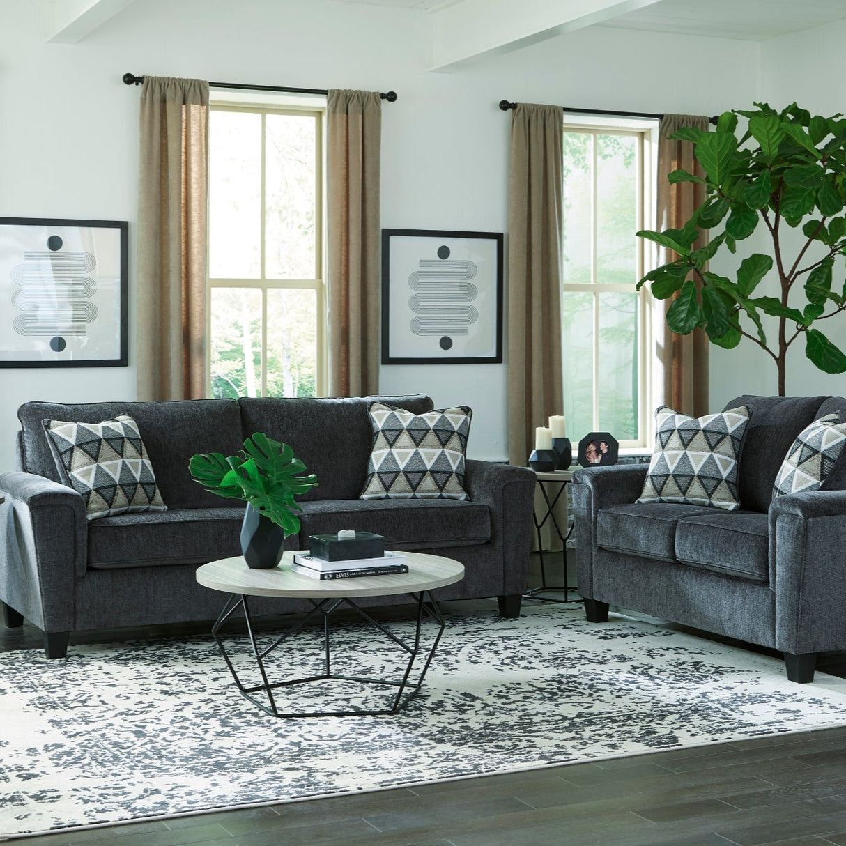 Sofa condo en tissu gris foncé - Abinger