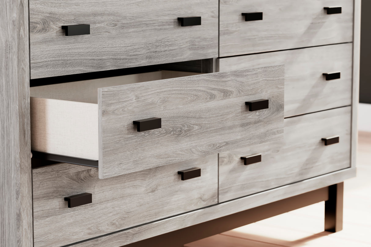 Bureau à 6 tiroirs en bois gris et métal noir - Vessalli