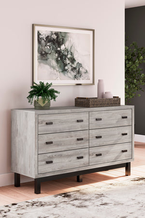 Bureau à 6 tiroirs en bois gris et métal noir - Vessalli