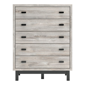 Commode à 5 tiroirs en bois gris et métal noir