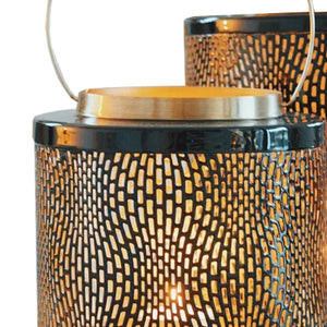 Lanterne en métal vert foncé et or avec poignée intégrée - Pratt