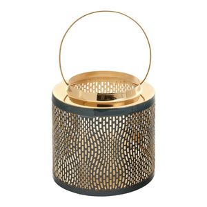 Lanterne en métal vert foncé et or avec poignée intégrée - Pratt