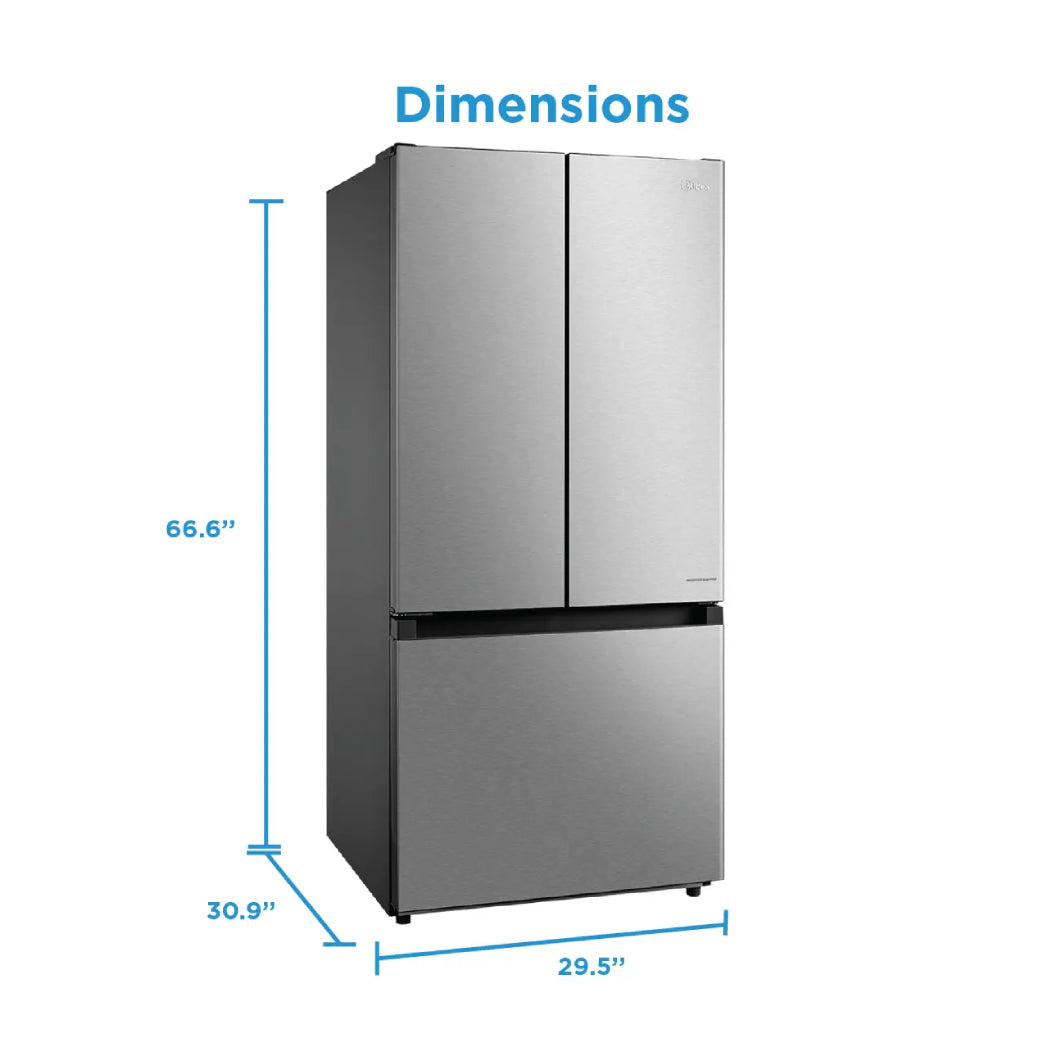 Réfrigérateur porte française 30 po 3 portes 18,4 pi³ Inox Multi Airflow