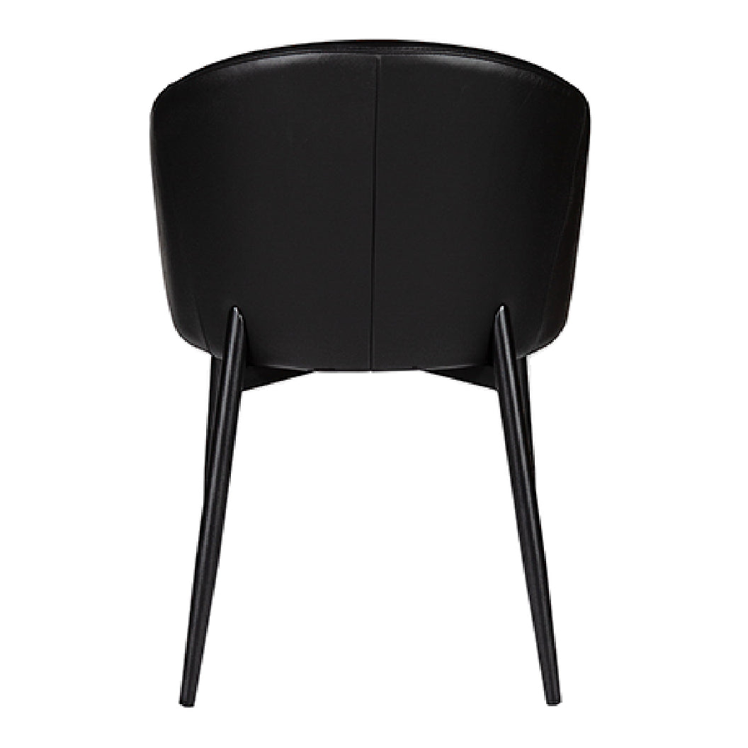 Chaise de salle à manger capitaine en cuir noir - Emma