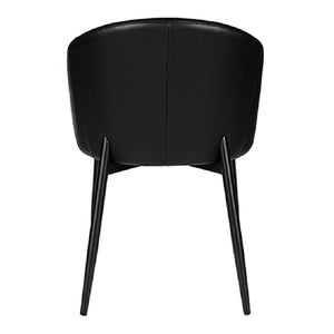 Chaise de salle à manger capitaine en cuir noir - Emma