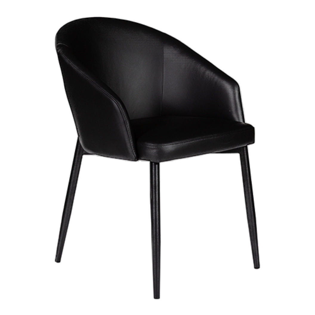 Chaise de salle à manger capitaine en cuir noir - Emma