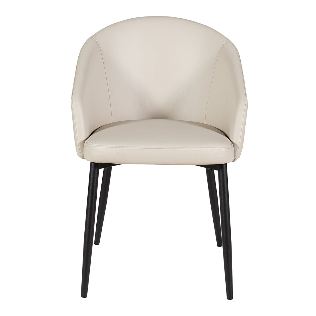 Chaise de salle à manger rembourrée en cuir avec accoudoirs - Emma